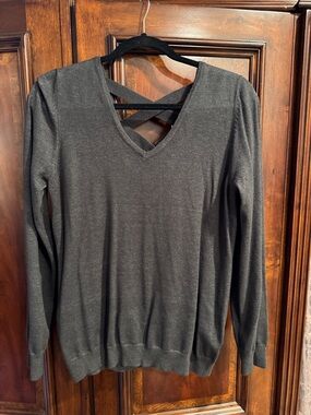 Women's Charcoal Crisscross V-Neck Sweater